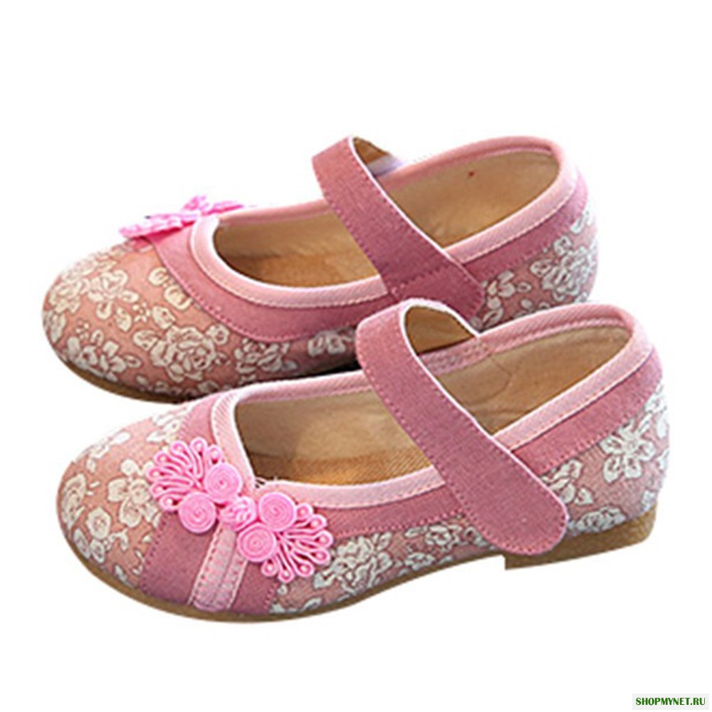 Girls Folkways Вышитые шить Крюк Loop Flat Cloth Shoes Детская обувь